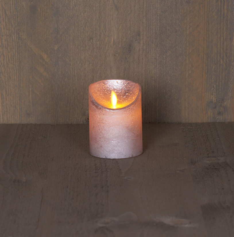 Led kaars rustiek incl. timer - 7.50x10.00cm - zilver