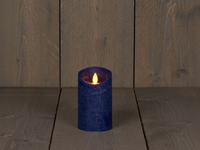 Led kaars rustiek incl. timer - 7.50x12.50cm - blauw
