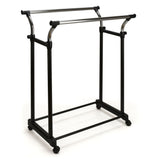 Portant à vêtements en V réglable en hauteur avec 4 roulettes doubles