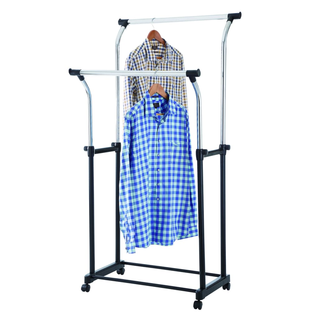 Portant à vêtements en V réglable en hauteur avec 4 roulettes doubles
