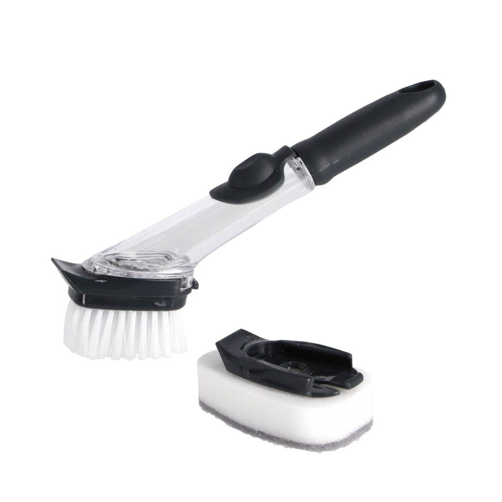 No brand aqua laser brosse à vaisselle avec distributeur + éponge à récurer noir et blanc