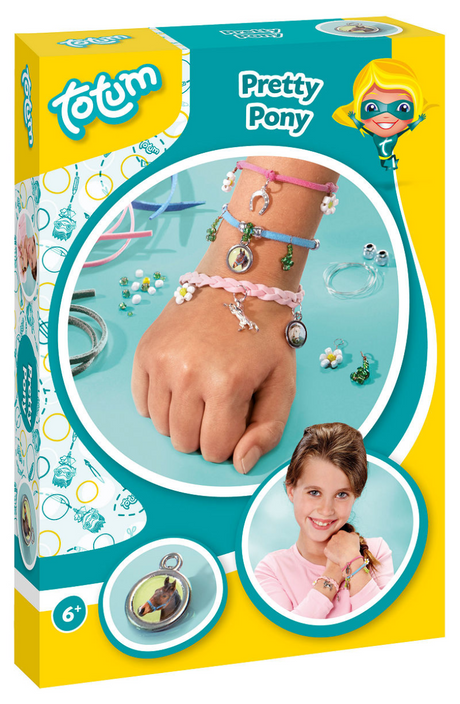 Totum joli poney - ensemble de bricolage pour fabriquer des bijoux pour chevaux - réaliser des bracelets à breloques avec des breloques en fer à cheval et en forme de cheval - ensemble de bricolage créatif pour filles - astuce cadeau