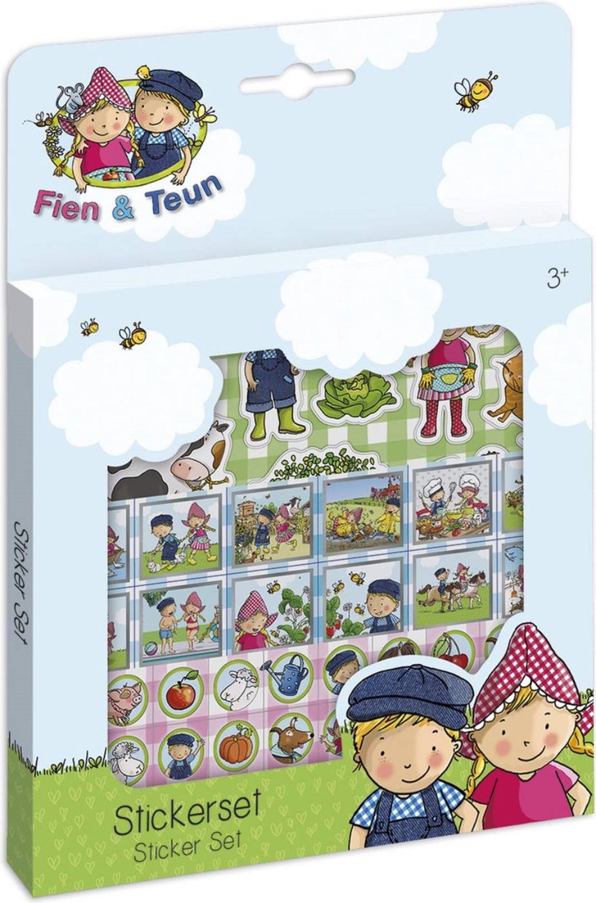 Autocollants Bambolino fien teun - 3 feuilles d'autocollants avec fond de jeu - jouets créatifs - ferme - jouets - à partir de 3 ans