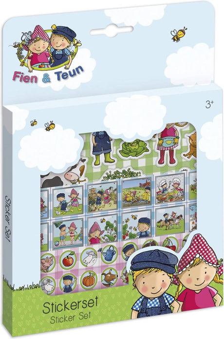 Autocollants Bambolino fien teun - 3 feuilles d'autocollants avec fond de jeu - jouets créatifs - ferme - jouets - à partir de 3 ans