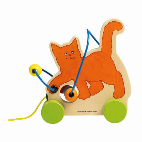 Bambolino jouets dikkie dik figurine à tirer en bois avec spirale de motricité