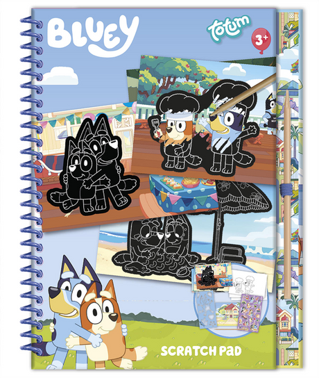 Livre d'activités de vacances Totum bluey avec cartes à gratter de luxe, pages à colorier et autocollants - Livre de dessin de 20 pièces, coloriage, jouets créatifs à gratter à partir de 3 ans