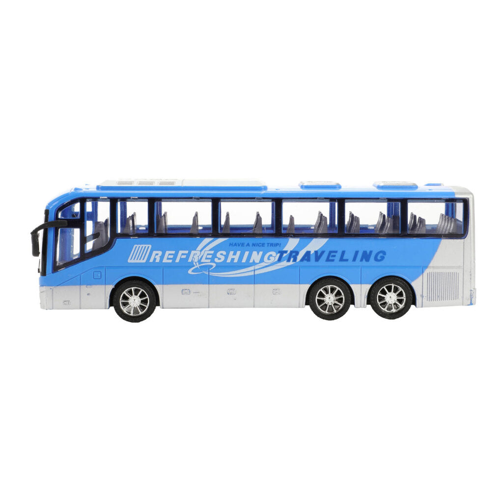 TOI-TOYS TRUCKS Travel Bus Blue Friction, 32cm