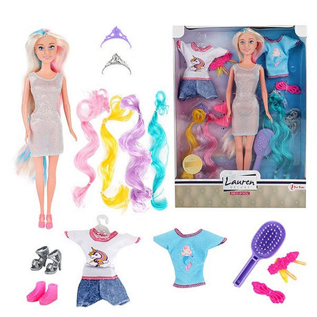 Extensions de cheveux de poupée ado Lauren Deluxe + accessoires et vêtements