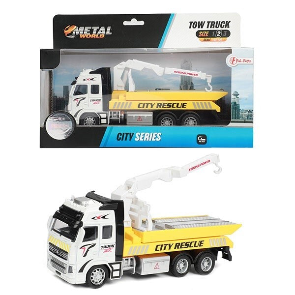 Toi-toys dépanneuse métal junior 25 x 12 cm jaune blanc noir