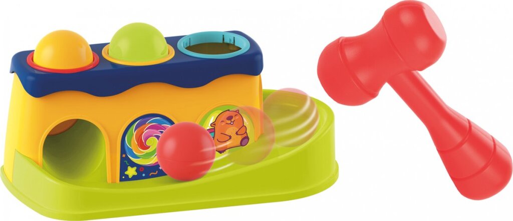 Banc marteau petites étoiles avec 3 boules hochet