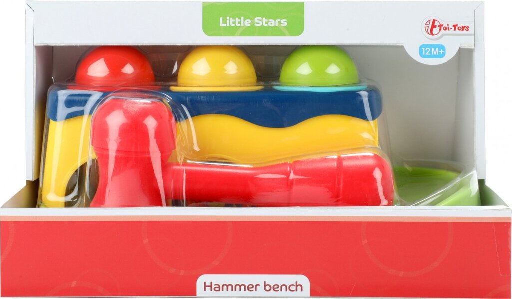 Banc marteau petites étoiles avec 3 boules hochet