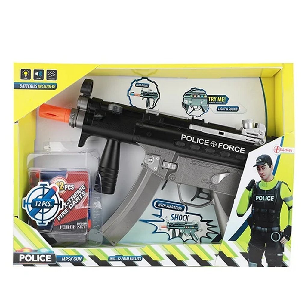 TOI-TOYS Police Blaster + światło i dźwięk + 12 rzutek