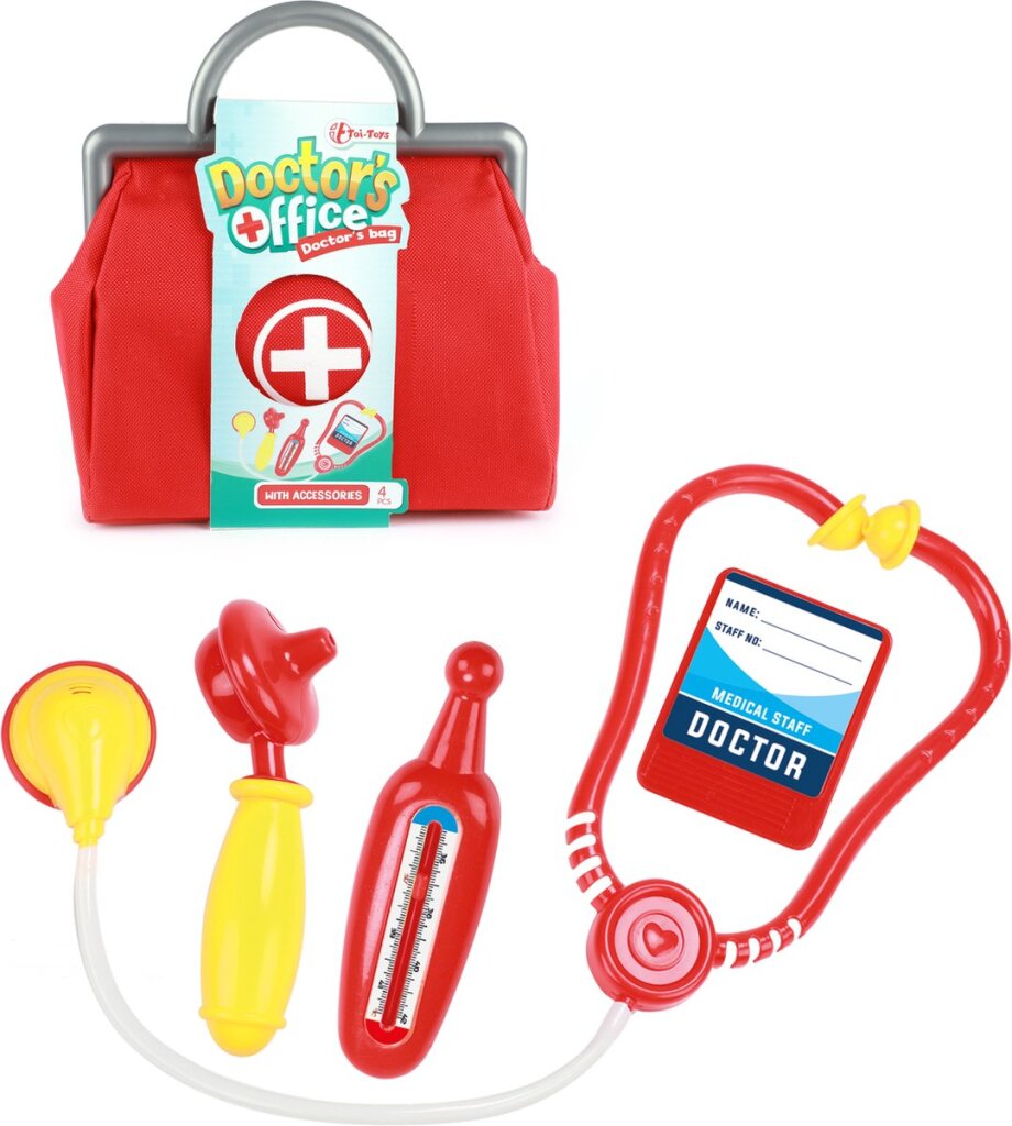 Ensemble de médecin Toi-toys dans un sac avec seringue et thermomètre