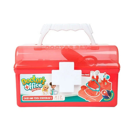 Mallette de médecin Toi-toys rouge avec accessoires, 7 pièces.