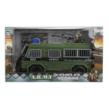 Véhicule militaire de l'armée + soldat et accessoires différents modèles