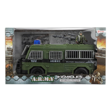 Véhicule militaire de l'armée + soldat et accessoires différents modèles