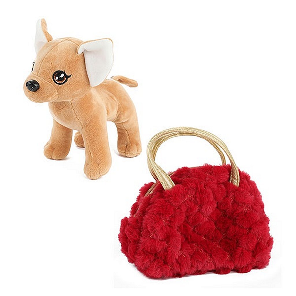 Toi-toys plush chihuahua dog in blingbling handbag