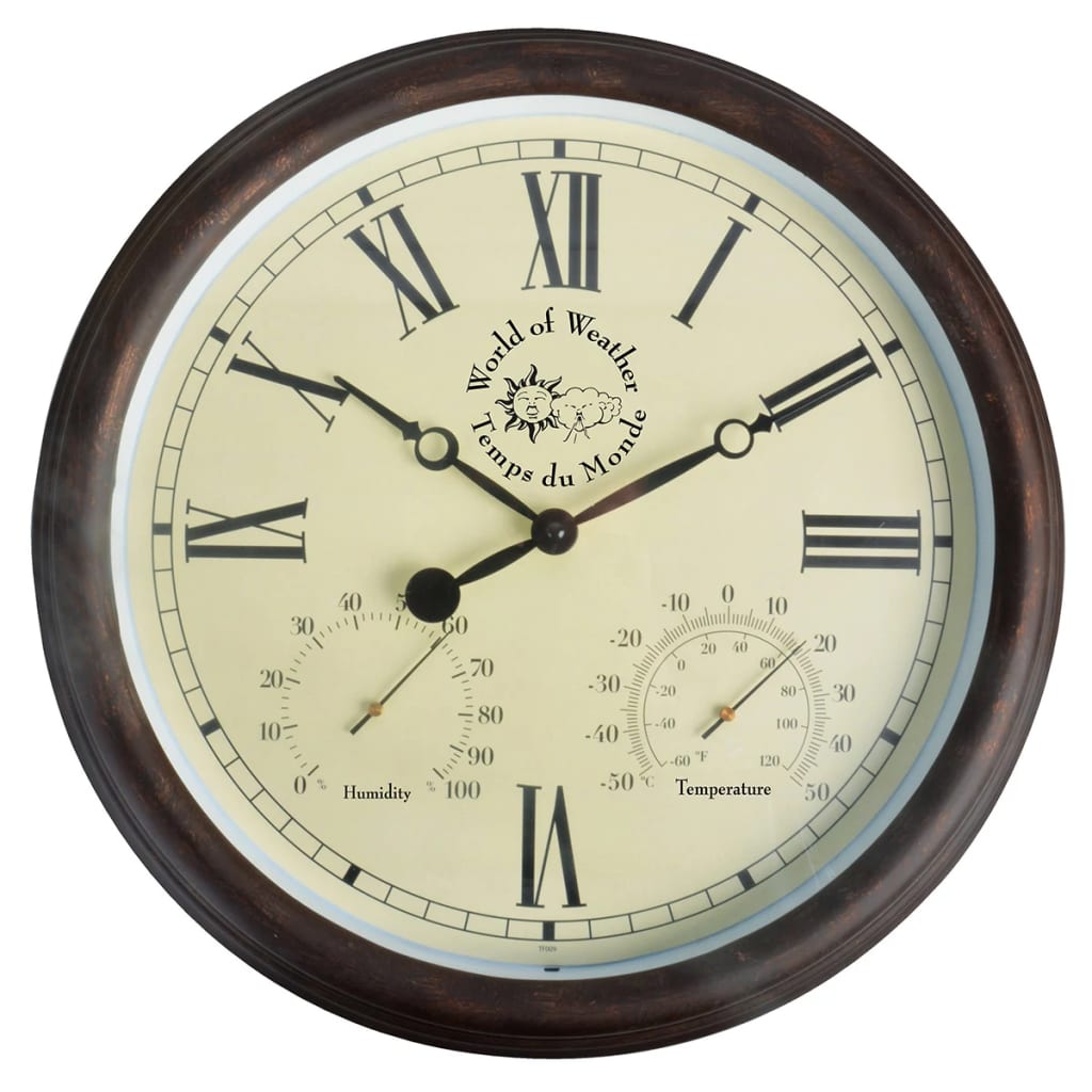 Horloge de gare design Esschert avec thermo-hygromètre 30,5 cm tf009