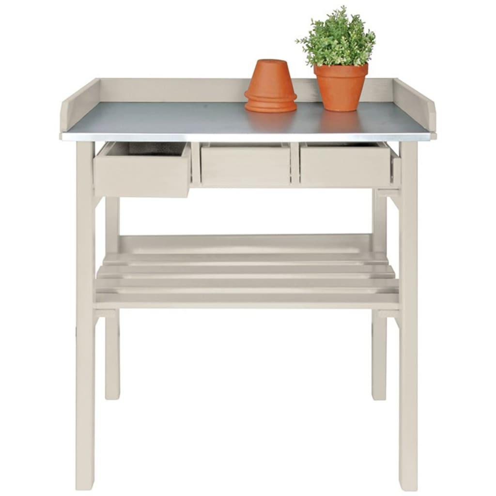 Esschert Design Garden Table de travail avec tiroirs (blanc) CF29W