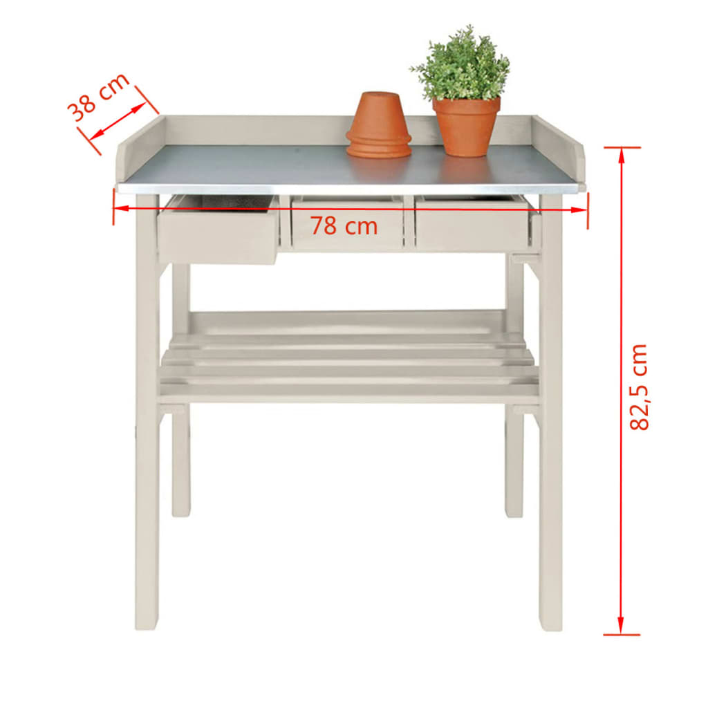 Esschert Design Garden Table de travail avec tiroirs (blanc) CF29W