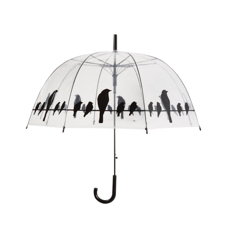 Esschert parapluie design oiseaux sur fil 83 cm transparent noir