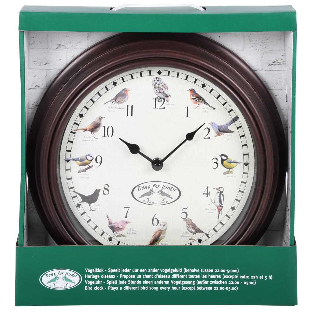 Horloge de conception Esschert avec des sons d'oiseau