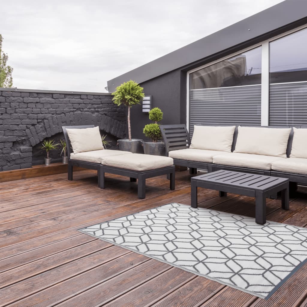 Rapis extérieur design Esschert 180x121 cm Gris et blanc OC25