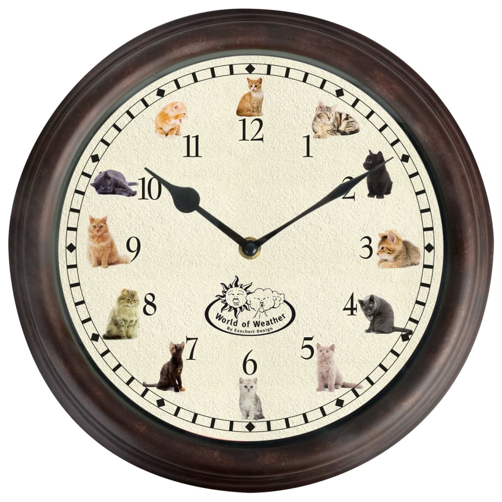 Horloge de conception Esschert avec des sons de chats