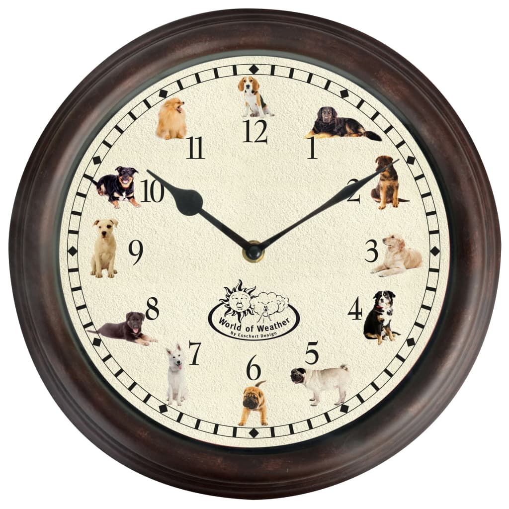 Horloge de conception Esschert avec sons de chien
