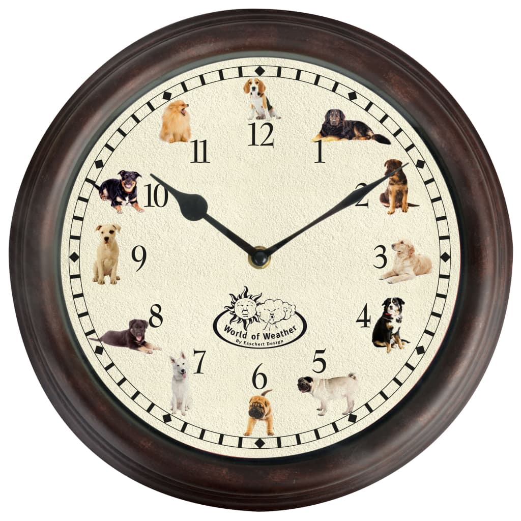Horloge de conception Esschert avec sons de chien