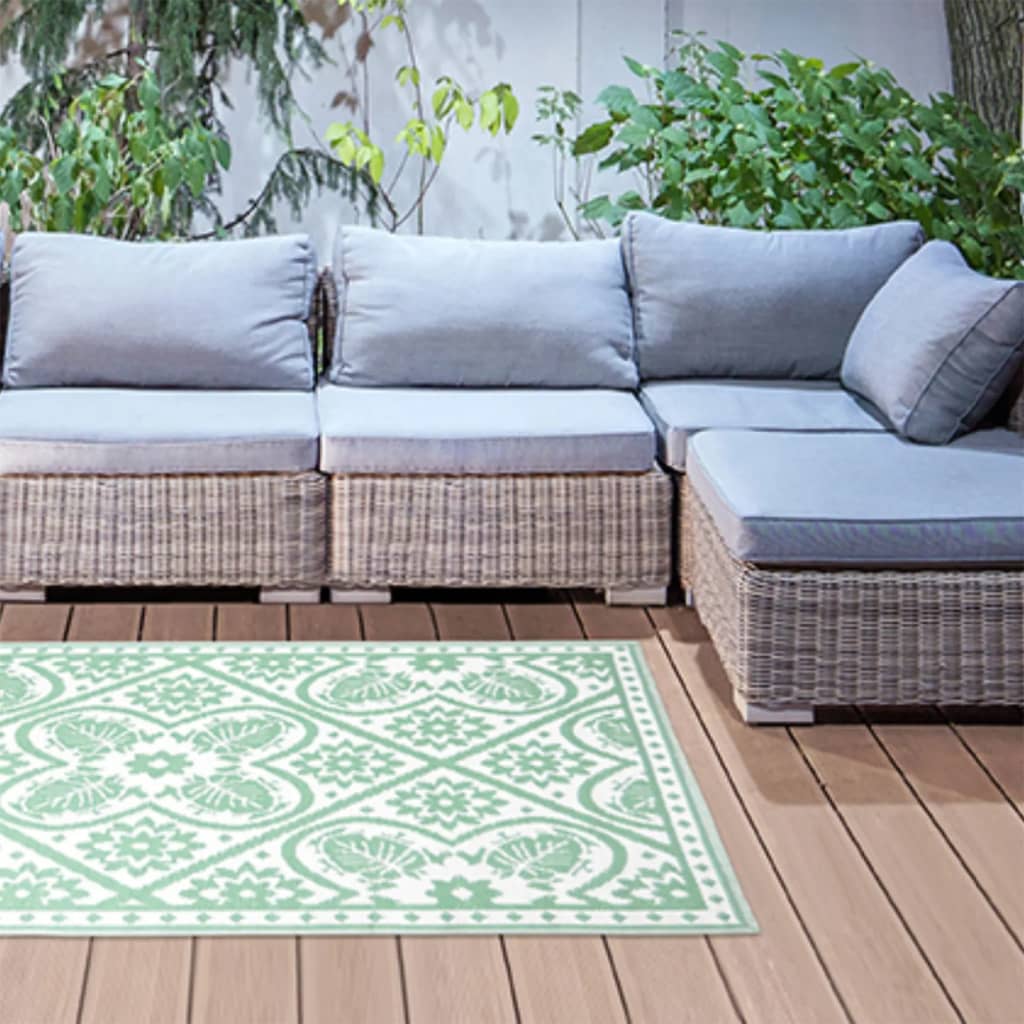 Esschert Design Esschert Design Outdoor Rug 182x122 cm zelená a bílá