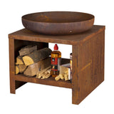 Bol de pompiers de conception Esschert avec rangement en bois 62 cm Rust -Colored