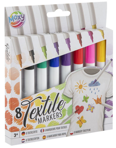 Moxy textielmarkers, 8st.