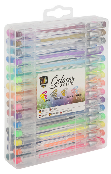 Stylos gel Grafix 30pcs - écriture lettrage à la main - effet pailleté - effet métallique - effet néon - effet pastel - stylos gel adultes
