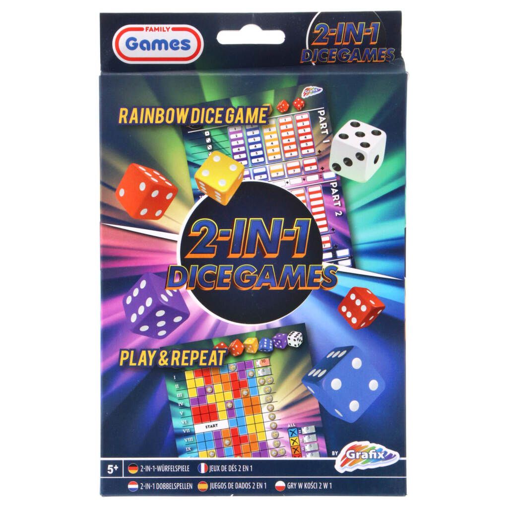 Jeu de dés Grafix 2en1 arc-en-ciel + jouer et répéter