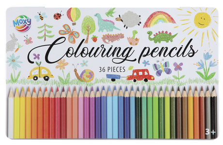 Crayons de couleur Grafix en boîte métallique, 36 pcs.