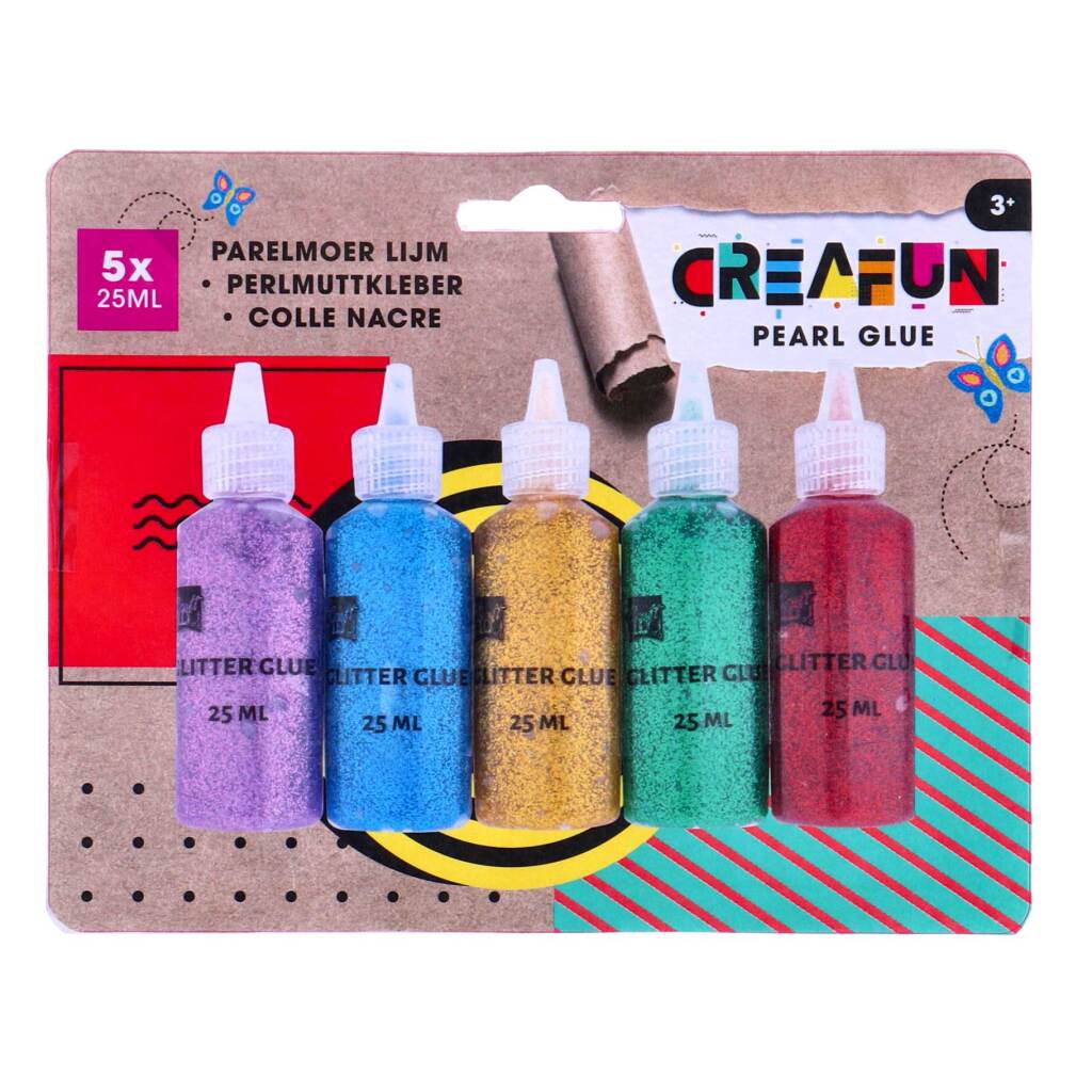 Creafun colle nacre 5 x 25 ml 2 assortis | 6 pièces
