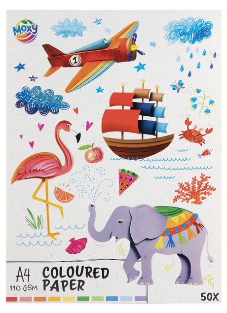 Groupe d'artisanat créatif papier coloré a4, 50 feuilles - 10 couleurs
