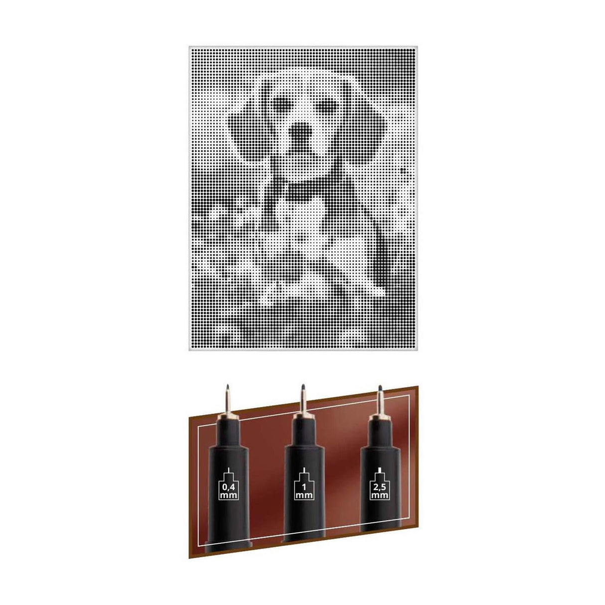 Groupe d'artisanat créatif dot art sur toile chien - 40 x 30 cm - incl. feutres fins