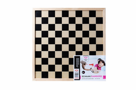 Échiquier et dames Longfield double face en bois - Grand plateau de jeu 40 x 40 cm - Plateau en bois pour jeu d'échecs - Jeu de société classique - Coeur d'ange