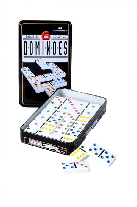 Domino double en boîte - 28 pierres aux yeux colorés