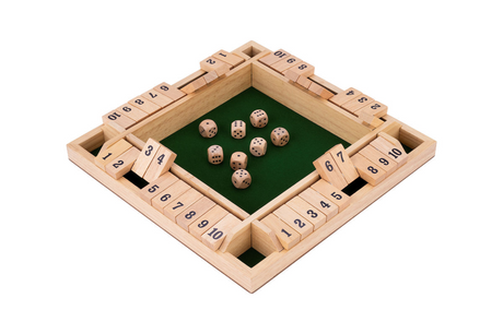 Longfield fermé la boîte – 4 joueurs – boîte en bois en caoutchouc avec feutre incrusté – comprenant 8 dés en bois – jeu de société 29 x 29 x 3,5 cm – jeu familial stratégique – cœur d'ange