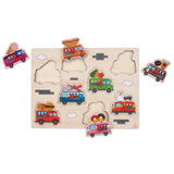 Drewniane przyciski Engelhart Puzzle Food Trucks 8 sztuk