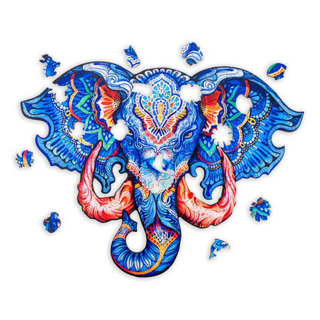 Puzzle en bois Engelhart tête d'éléphant - 83 pièces de puzzle uniques - Puzzle en bois au format A4 - Jeu de puzzle animalier - Jeu de réflexion éducatif - avec étui de rangement -