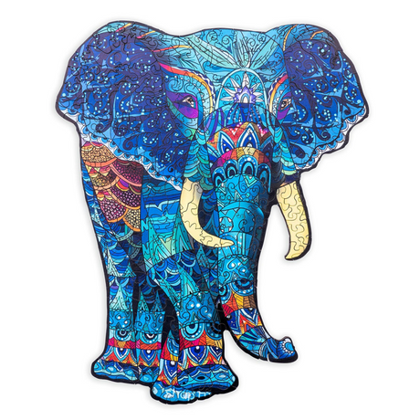 Engelhart houten puzzel olifant – 244 unieke puzzelstukjes – a3 formaat grote houten legpuzzel – dieren puzzelspel – uitdagend denkspel – inclusief opbergetui –