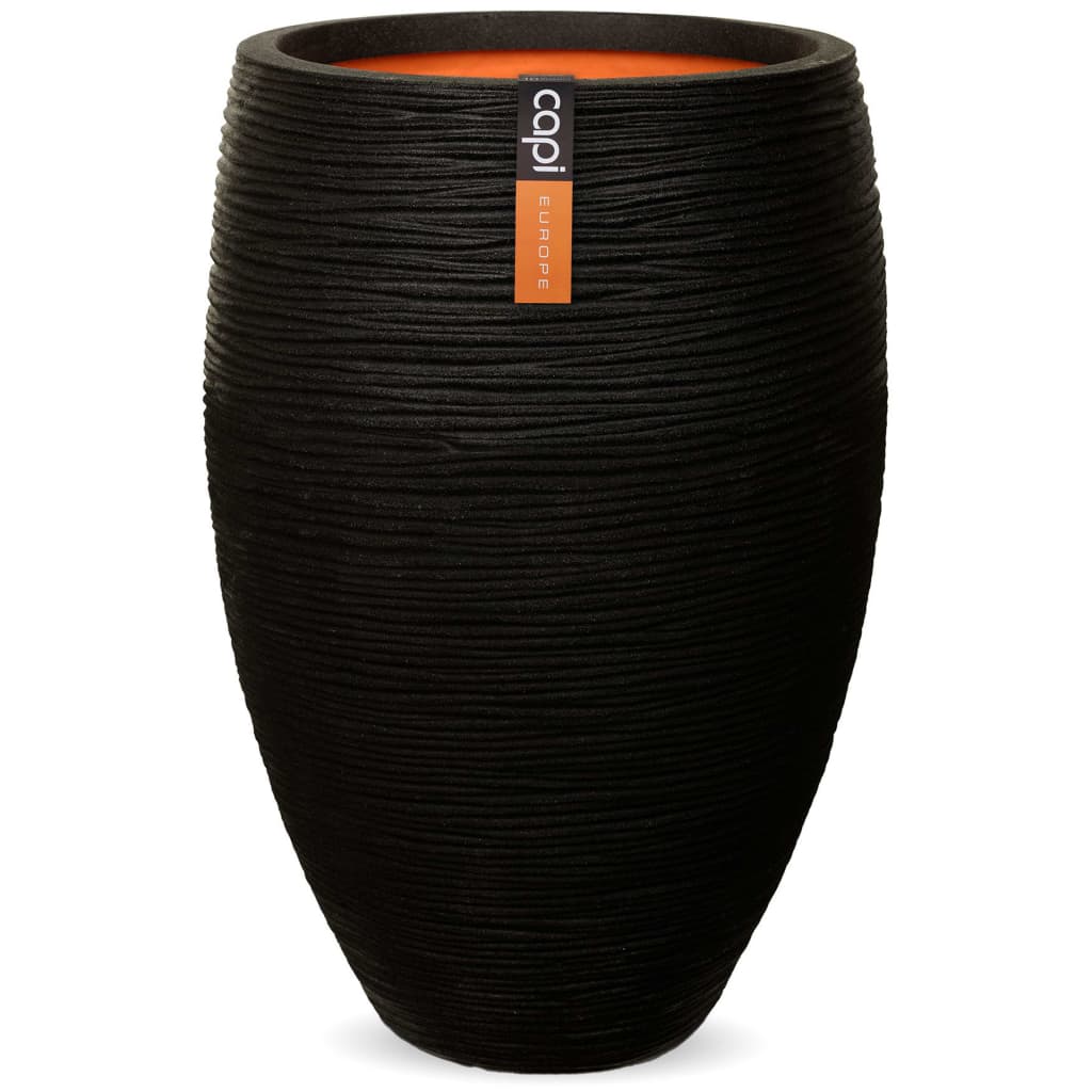 Capi Flowerpot Nature Rib Elegant Deluxe 40x60 cm Black KBLR1131