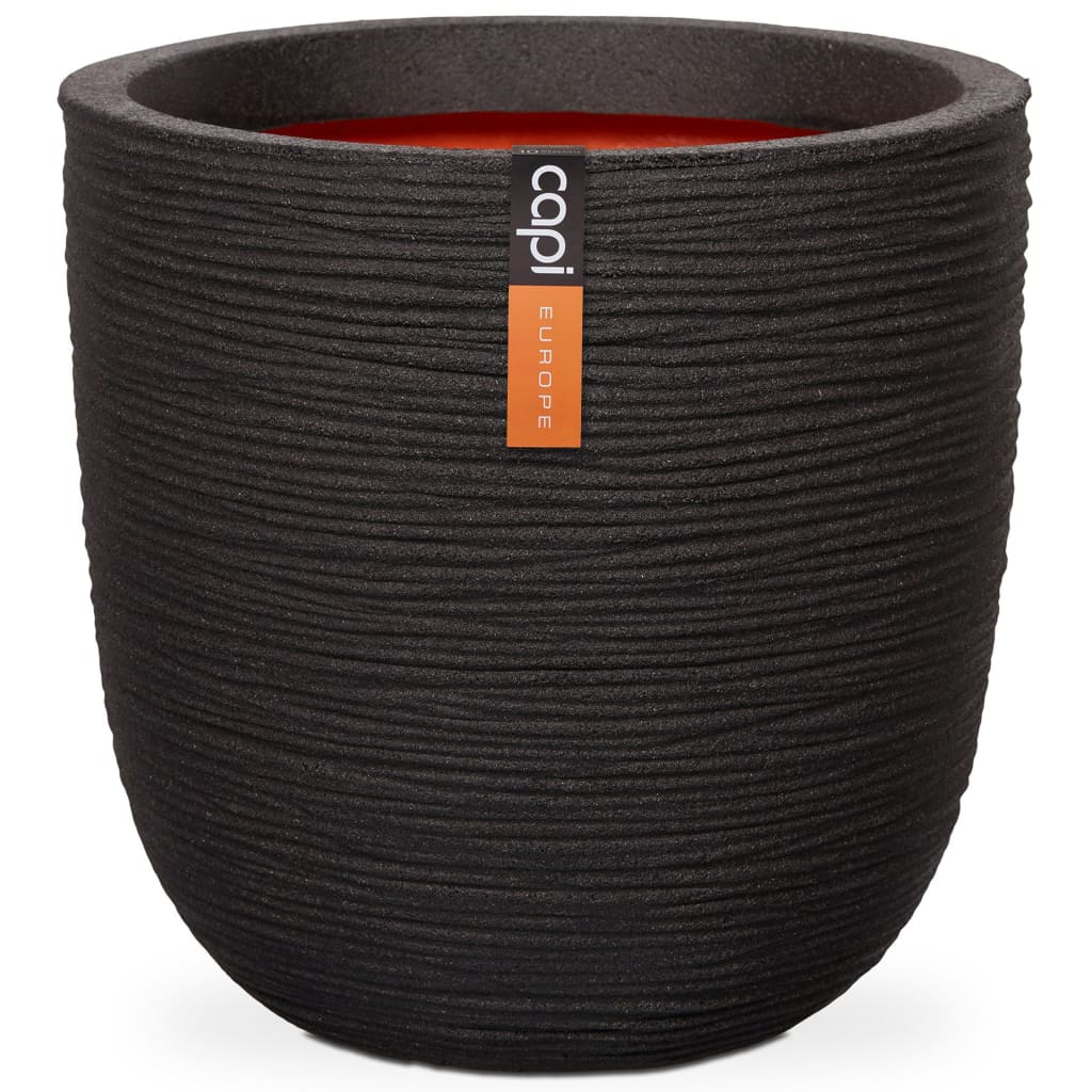 Capi Flowerpot Nature Rib 43x41 cm Black Kblr933