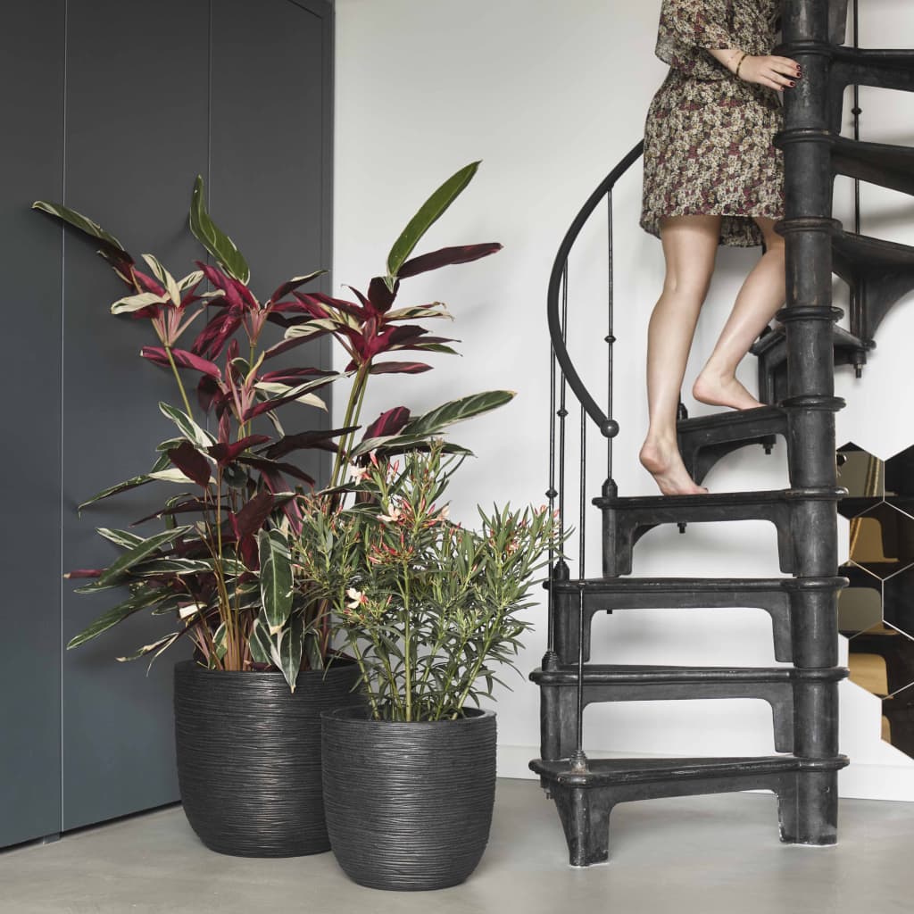 Capi Flowerpot Nature Rib 43x41 cm Black Kblr933