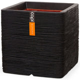 Capi Planter Nature Rib Square 30x30 cm Black Kblr902