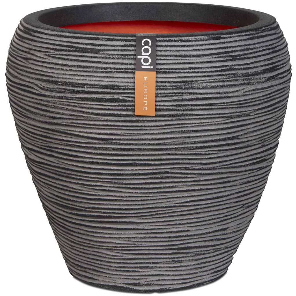 Capi Capi Flowerpot Nature Ribs Taps 42x38 cm Antracite Kofz362